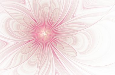 Beyaz arka plan üzerinde soyut fraktal pastel pembe çiçek