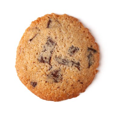 Yumuşak ve chewy çikolatalı kurabiye kırpma yolu ile beyaz arka plan izole