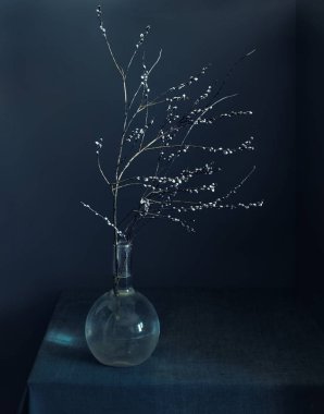 bir şube ile natürmort. minimalizm. Vintage.