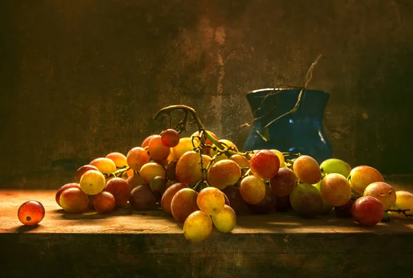 Vida Tranquila Com Monte Uvas Vintage Retro — Fotografia de Stock