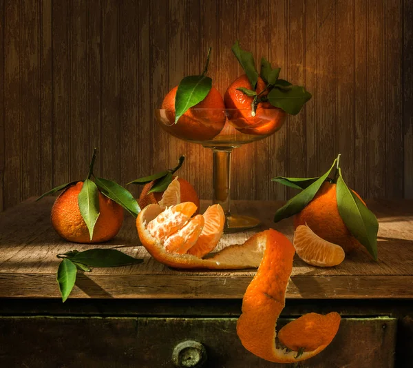Still Life Tangerines Citrus Vintage — Stock Photo, Image