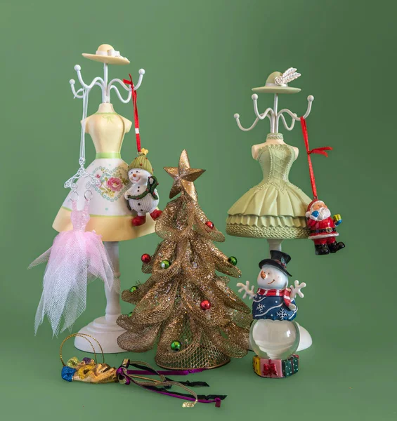 Decoraciones Navideñas Vintage Retro Celebración Año Nuevo Navidad — Foto de Stock