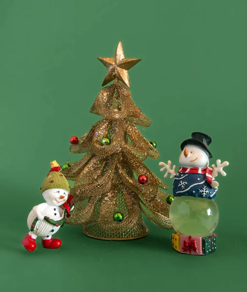 Sneeuwpop Spar Speelgoed Viering Leuk Vreugde — Stockfoto