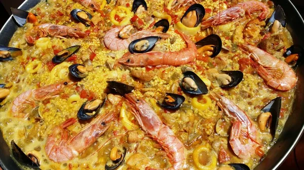 Paella Prato Tradicional Espanhol — Fotografia de Stock