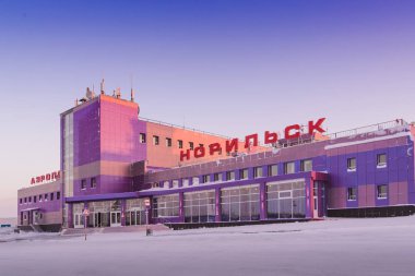 Norilsk, Rusya Federasyonu - Junuary 25, 2017: Norilsk havaalanında binanın