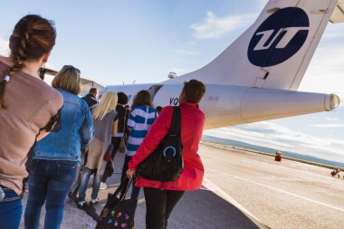 Norilsk, Rusya - 27 Haziran 2017 yolcu artış uçak tarafından