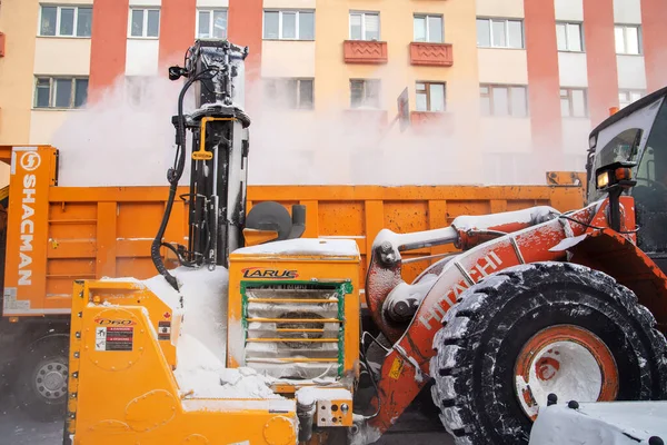 Norilsk Russia March 2020 Closeup Snow Impeller Orange Snow Blower — Stock Photo, Image
