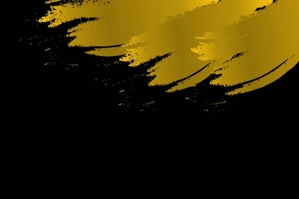 Золота Фарба Пензлем Штрихи Чорному Тлі Пробілом Тексту Векторна Ілюстрація — стоковий вектор