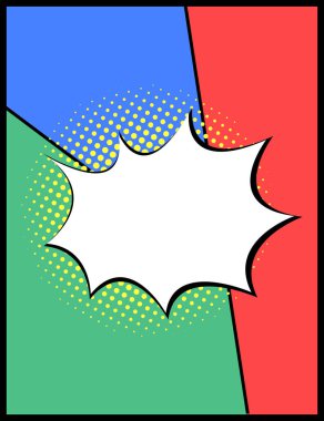 Pop art boş konuşma balonları renkli arka plan üzerinde. Vektör çizim, vintage tasarım, pop sanat tarzı.