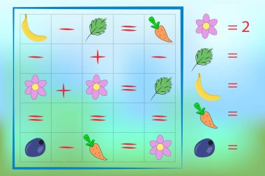 Counting Game for Preschool Children. Mathematics task. How many objects. Learning mathematics, numbers. Vector Illustration clipart