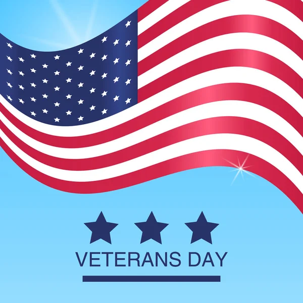 退役軍人の日 すべての人を尊重しています 青の背景にアメリカの国旗 ベクトル図 — ストックベクタ
