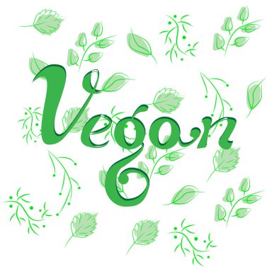 Elle çizilmiş vegan günü kartı vektör çizim yazı ile