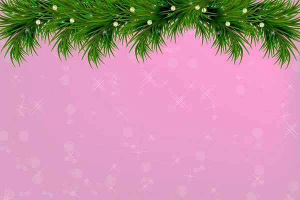 Fondo Con Ramas Árbol Navidad Vector Espacio Para Texto Borde — Vector de stock