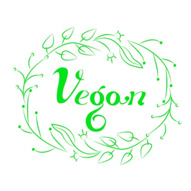 Elle çizilmiş vegan günü kartı vektör çizim yazı ile
