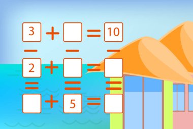Oyun okul öncesi çocuklar için sayma. Matematik görev. Kaç tane nesnesi. Öğrenme matematik, sayılar. Vektör çizim