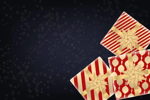 メリー クリスマスと新年あけましておめでとうございます背景のギフト ボックス モダンなデザイン ポスター バナー チラシ カードのための普遍的なベクトルの背景 — ストックベクタ