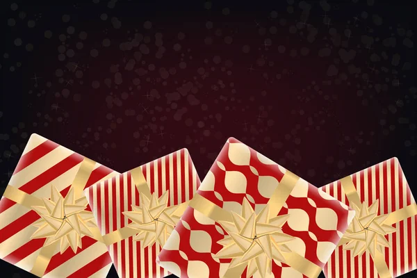 Feliz Navidad Feliz Año Nuevo Fondo Con Cajas Regalo Diseño — Vector de stock