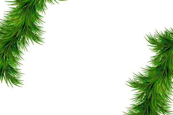 白い背景で隔離のモミの枝でメリー クリスマスと新年あけましておめでとうございます背景 モダンなデザイン ポスター バナー チラシ カードのための普遍的なベクトルの背景 — ストックベクタ