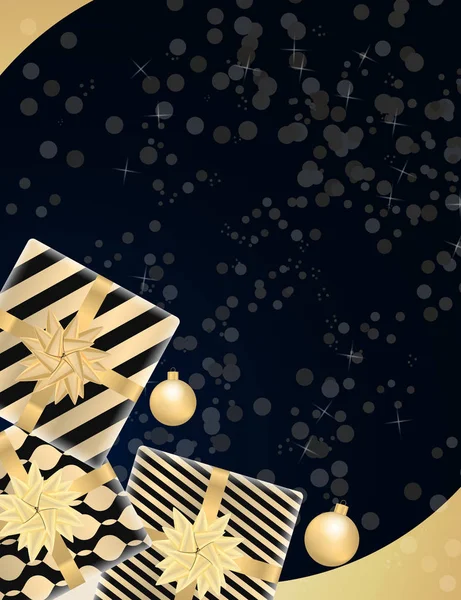 Feliz Navidad Feliz Año Nuevo Fondo Con Cajas Regalo Diseño — Vector de stock