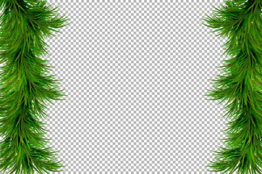 Neşeli Noel ve mutlu yeni yıl arka plan şeffaf arka plan üzerinde izole çam dalları ile. Modern tasarım. Poster, afiş, broşür, kart için evrensel vektör arka plan.