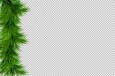 Neşeli Noel ve mutlu yeni yıl arka plan şeffaf arka plan üzerinde izole çam dalları ile. Modern tasarım. Poster, afiş, broşür, kart için evrensel vektör arka plan.