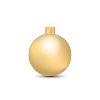 Beyaz arka planda izole edilmiş altın Noel balosu. Vektör illüstrasyonu.