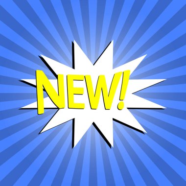 Yaratıcı soyut kavram çizgi roman pop sanat tarzı yeni metinle, vintage tasarım boş. vektör çizim