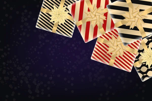 Feliz Navidad Feliz Año Nuevo Fondo Con Cajas Regalo Diseño — Vector de stock