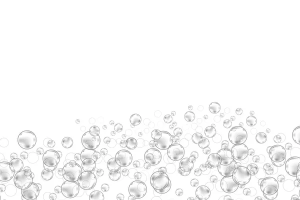Realistic Soap Bubbles Set Isolated White — Stock Vector
