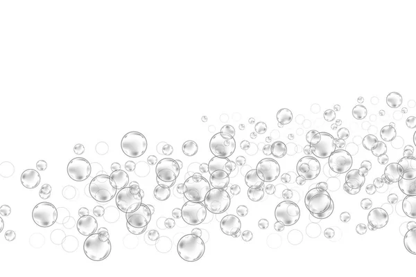Realistic Soap Bubbles Set Isolated White — Stock Vector