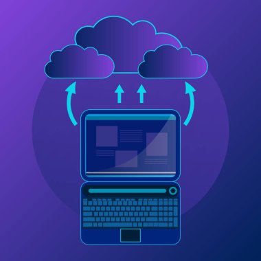 modern bulut hizmetleri ve Cloud Computing öğeleri kavramı. Bulut bağlanan aygıt. Düz vektör çizim.