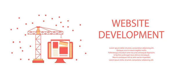 Projeto Liso Web Site Construção Processo Construção Página Web Layout — Vetor de Stock