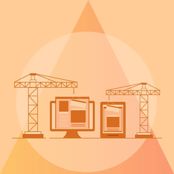 Diseño Plano Del Sitio Web Construcción Proceso Construcción Página Web — Vector de stock