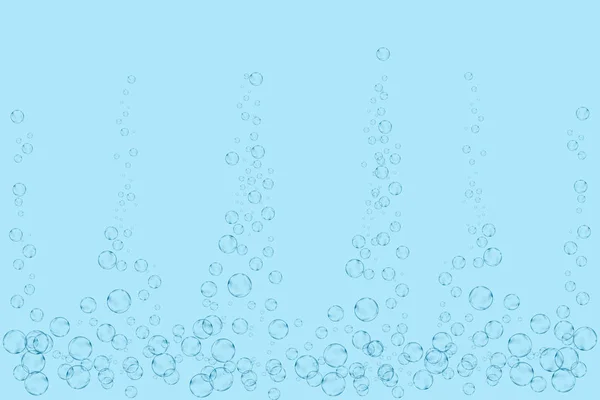 Realistische Seifenblasen Setzen Isoliert Auf Dem Blauen Wasser — Stockvektor
