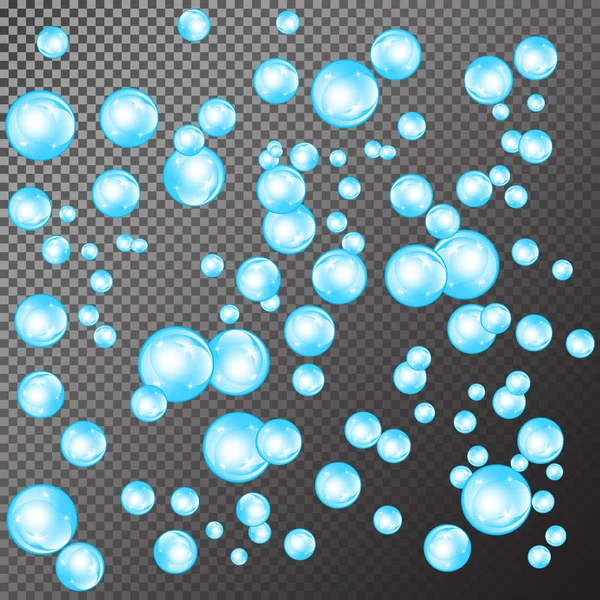Реалистичные Мыльные Пузыри Радужным Отражением Изолированные Черном Прозрачном Фоне Векторная — стоковый вектор