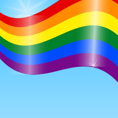 LGBT gökkuşağı bayrağı. Eşcinseller hakları kutluyor. Eşcinsel aşk. Gurur. Vektör çizim