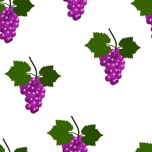 Безшовний Візерунок Виноградом Листям Плоский Дизайн Векторні Ілюстрації — стоковий вектор