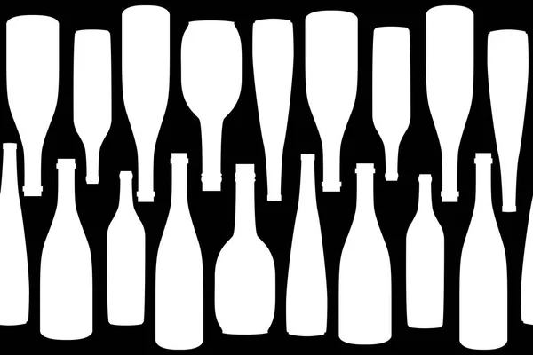 Pola Kertas Mulus Dengan Bentuk Yang Berbeda Botol Anggur Hitam - Stok Vektor