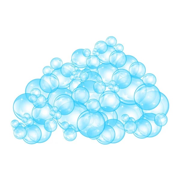 Реалистичные Мыльные Пузыри Расположены Изолированно Белом Фоне Векторная Иллюстрация — стоковый вектор