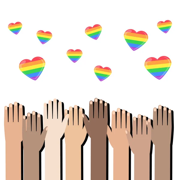 Corazones Arco Iris Lgbt Celebrando Los Derechos Los Gays Amor — Archivo Imágenes Vectoriales