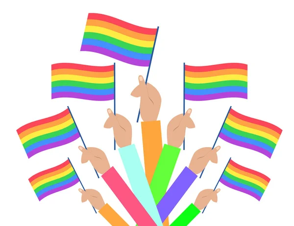 Bandera Arco Iris Lgbt Celebrando Los Derechos Los Gays Amor — Vector de stock