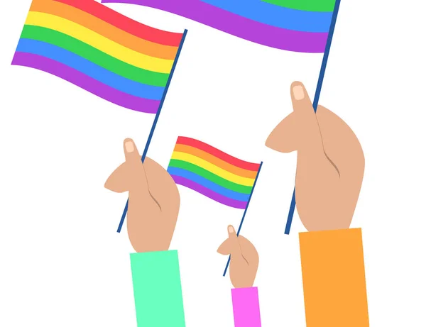 Bandera Arco Iris Lgbt Celebrando Los Derechos Los Gays Amor — Vector de stock