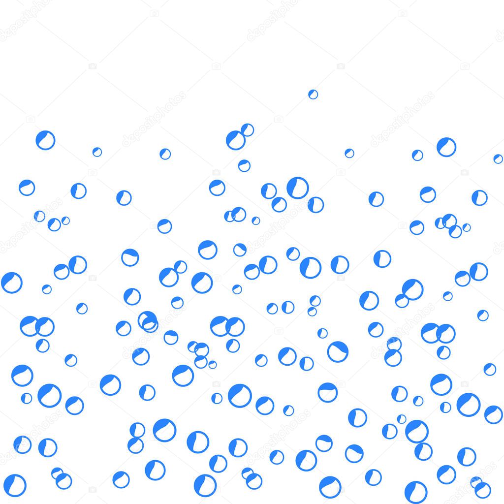 Absract Flat water Bubbles Isolated on the white Background. Vector Illustration
