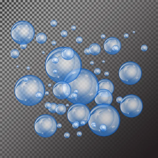 Burbujas Bajo Agua Textura Aislada Sobre Fondo Transparente Mareo Brilla — Vector de stock