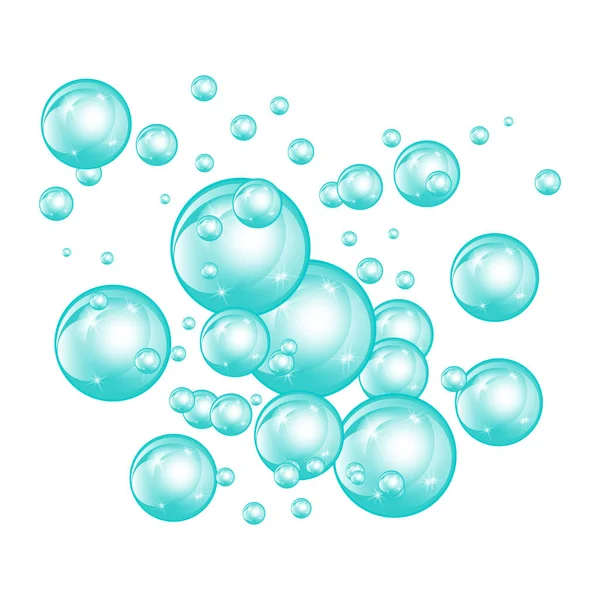 Bubbels Onderwater Textuur Geïsoleerd Een Witte Achtergrond Koolzuurhoudende Sparkles Water — Stockvector