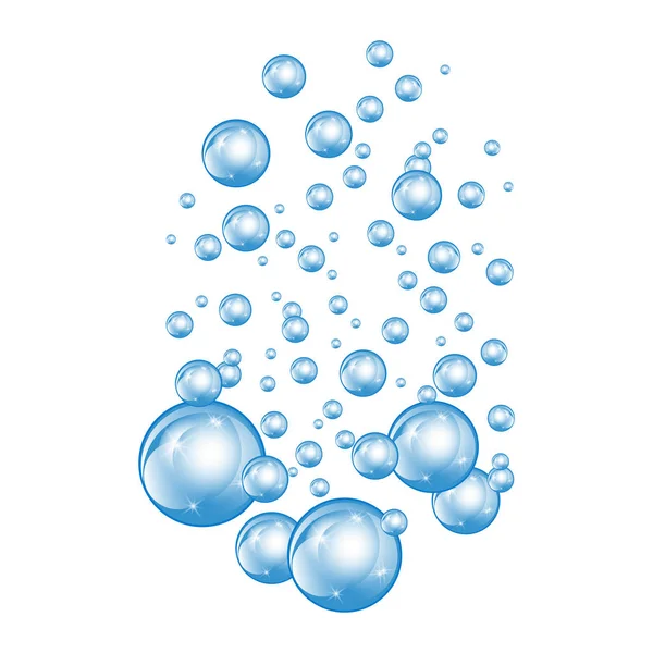 Bubbels Onderwater Textuur Geïsoleerd Een Witte Achtergrond Koolzuurhoudende Sparkles Water — Stockvector