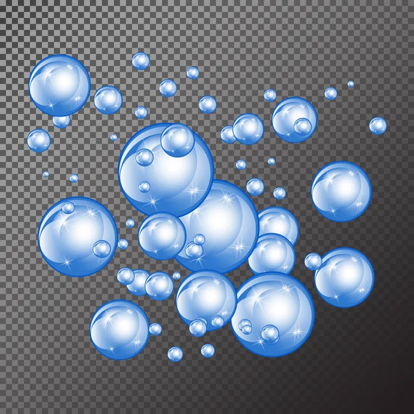 Пузыри Подводной Текстуры Изолированы Прозрачном Фоне Шипучие Искры Воде Море — стоковый вектор