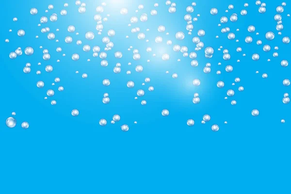 Bubbles Underwater Texture Isolated Blue Background Fizzy Sparkles Water Sea — Stock Vector