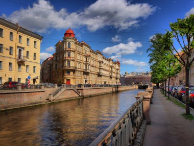Yaz, Griboyedov kanal dolgu St Petersburg güneşli Panoraması