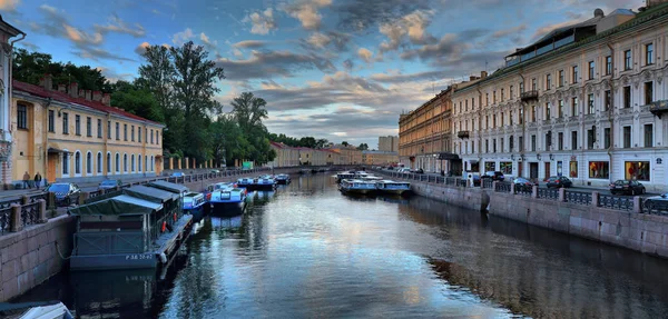 Petersburg Rosja Czerwca 2017 Wielkoformatowe Panorama Nabrzeża Rzeki Moika Świcie — Zdjęcie stockowe